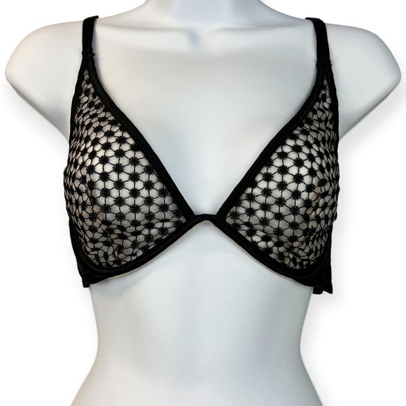 Victoria Secret Luxe Starburst Sheer Bra 34D/D75 Unlined Wired Demi Side Closure - Picture 7 of 15